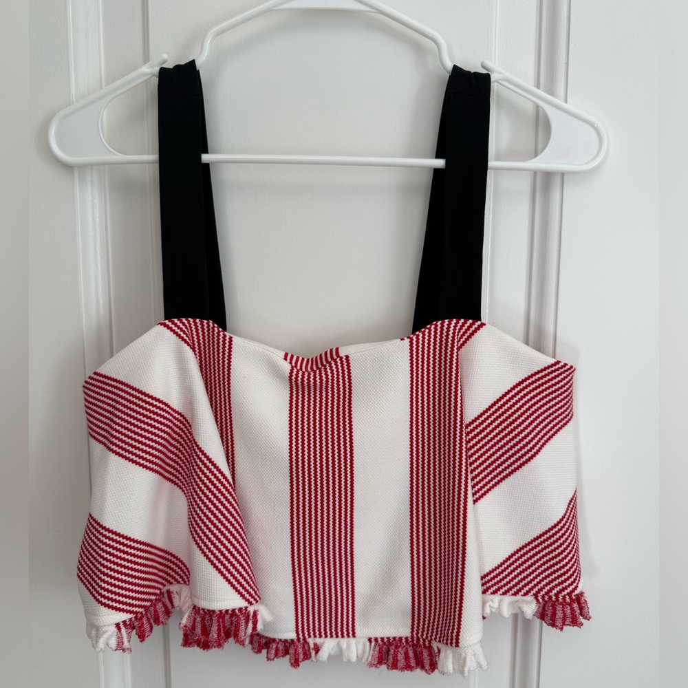 Striped Red and White Crop Top